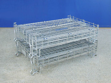 Lightweight Collapsible Metal Mesh Containers For Warehouse Storage