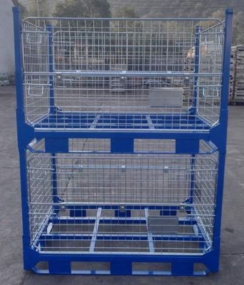 Stackable Powder Coated Wire Mesh Pallet Cages 1500kg Capacity