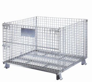Galvanised Steel Collapsible Wire Mesh Container Foldable Mesh Bin Long Life